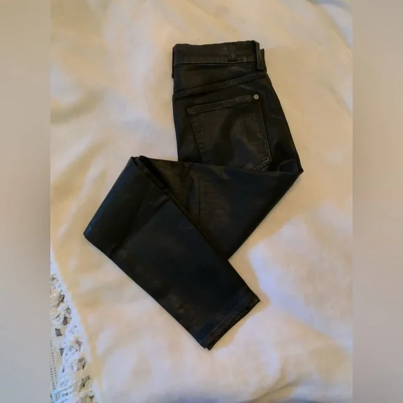 NWOT 7 FOR ALL MANKIND B(AIR) High Waisted Ankle Skinny Jean in Coated Black 27 - Picture 6 of 16
